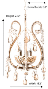 "Lopo" 3-Light Gold with Clear Crystal Chandelier