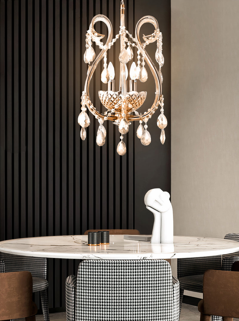 "Lopo" 3-Light Gold with Clear Crystal Chandelier