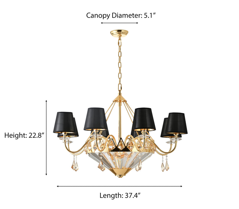 "Vici" 8-Light Black and Gold Chandelier