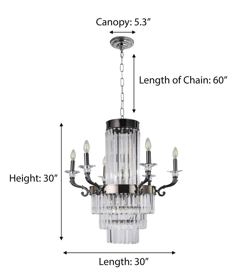 "Killian" 13-Light Black Nickel with Clear Crystals Chandelier