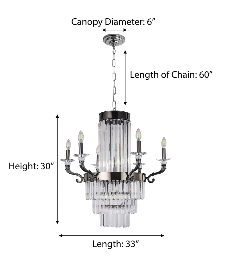 "Killian" 13-Light Black Nickel with Clear Crystals Chandelier