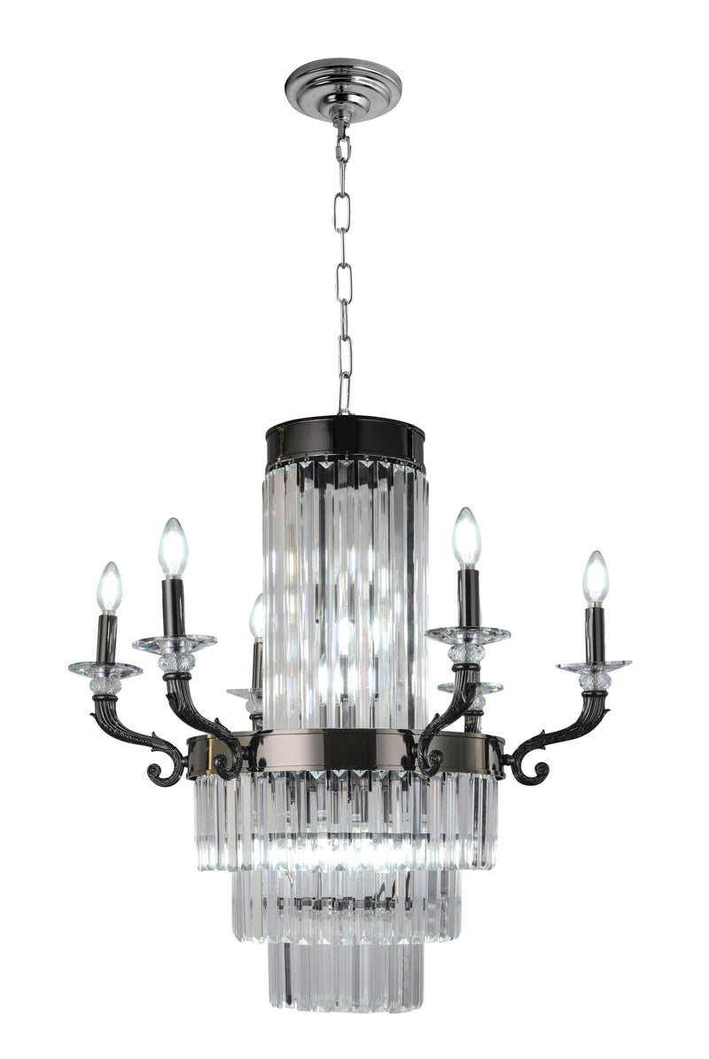 "Killian" 13-Light Black Nickel with Clear Crystals Chandelier