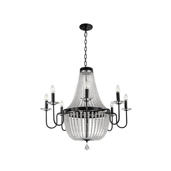 "Kello" 12-Light Black Nickel Clear Crystal Chandelier