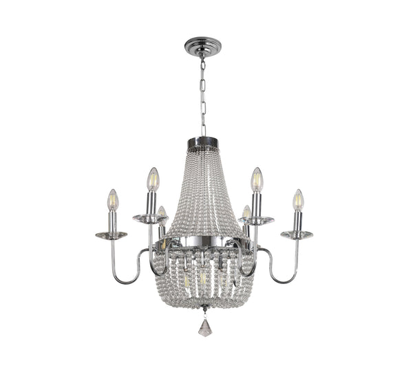 "Kello" 9-Light Chrome Clear Crystal Chandelier