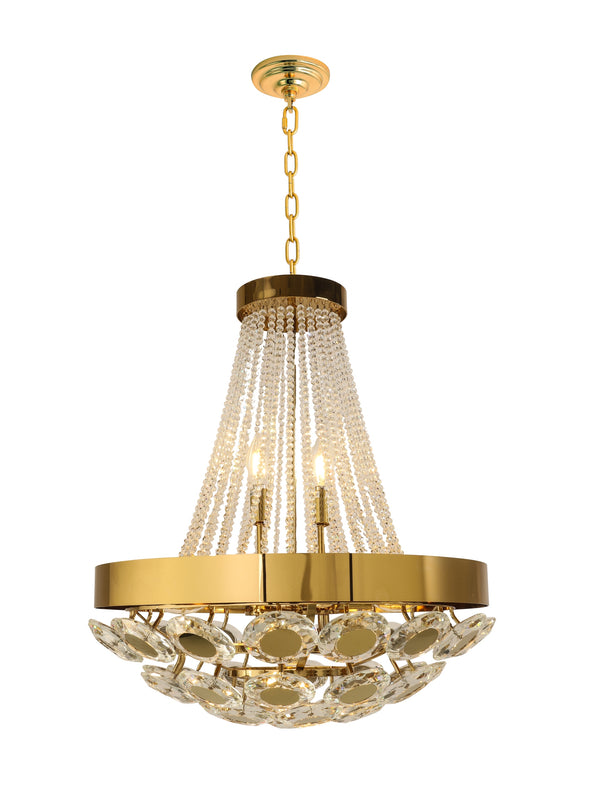 "Tela" 8-Light Gold Clear Crystal Chandelier