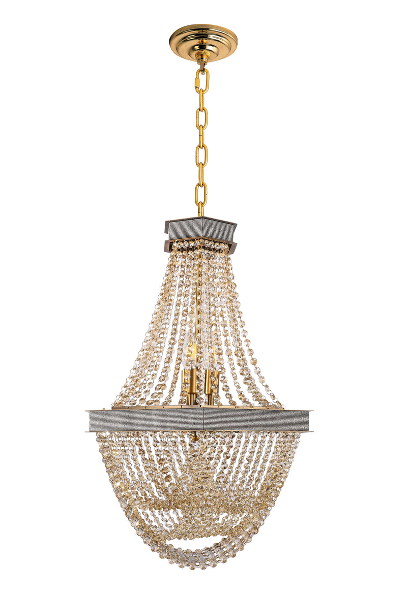 "Diem" 9-Light Bronze Champagne Crystal Chandelier