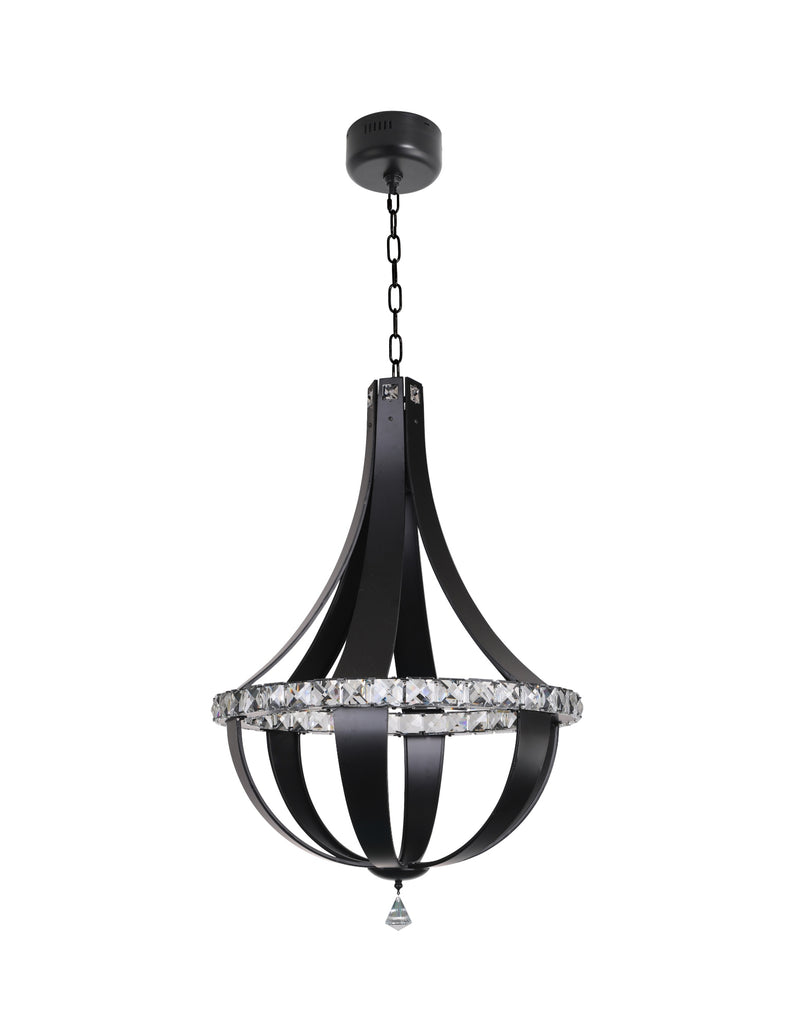 "Kurto" LED Strip Black Nickel with Clear Crystal Chandelier