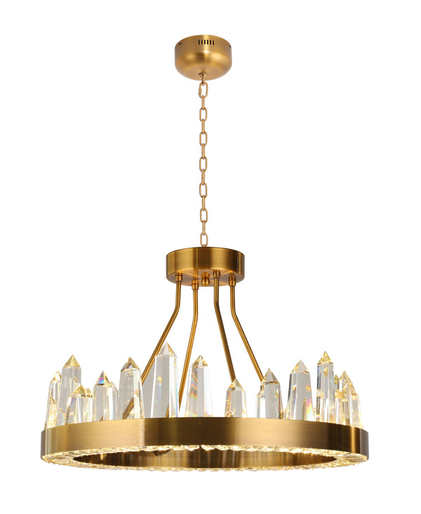 "Hayne" LED Brass with Clear Crystals Chandelier