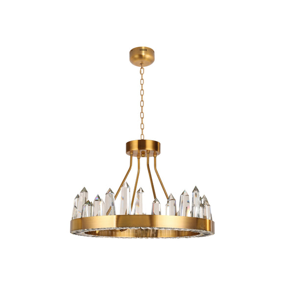 "Hayne" LED Brass with Clear Crystals Chandelier