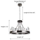 "Hayne" LED Black Nickel with Clear Crystals Chandelier ( C13 )