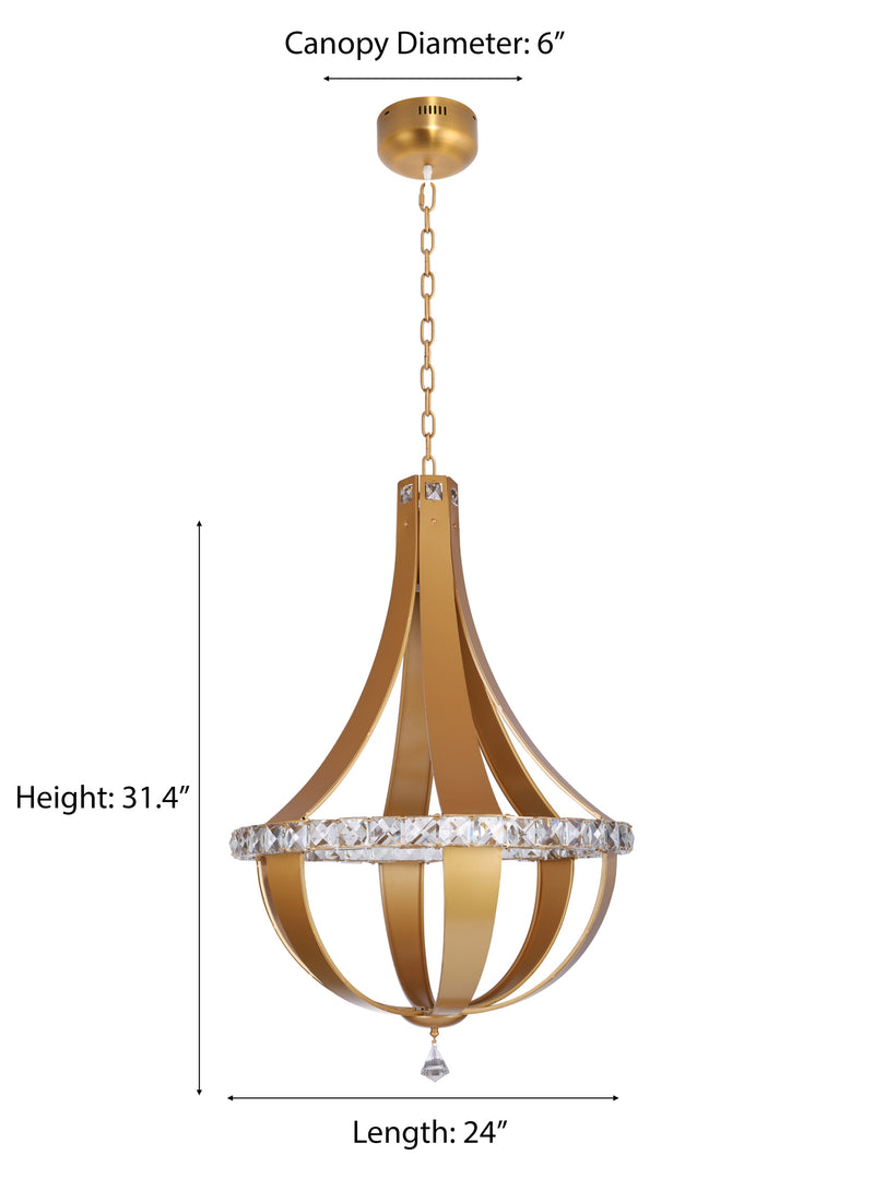 "Kurto" LED Light Gold Clear Crystal Chandelier