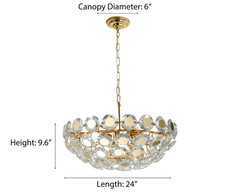 "Heyra" 9-Light Gold Clear Crystal Chandelier