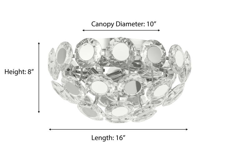 "Heyra" 4-Light Chrome Clear Crystal Flushmount