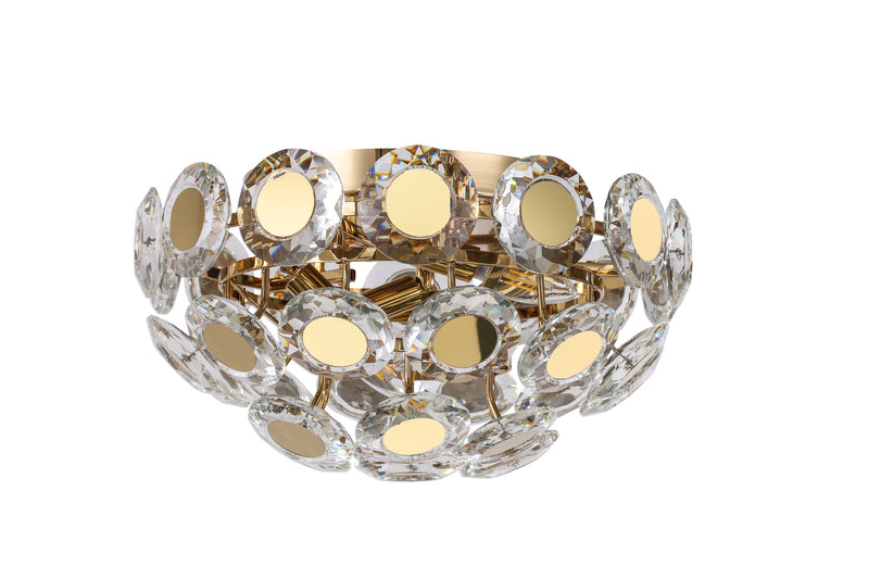 "Heyra" 4-Light Gold Clear Crystal Flushmount