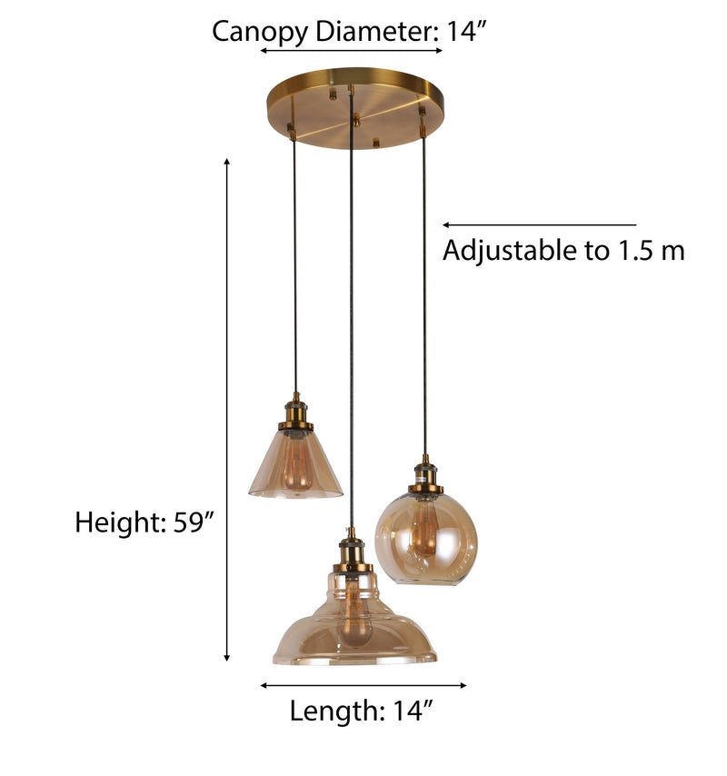 "Latro" 3-Light Bronze Pendant