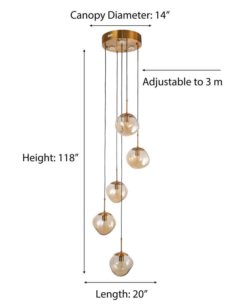 "Haro" 5-Light Champagne Pendant ( A7 )