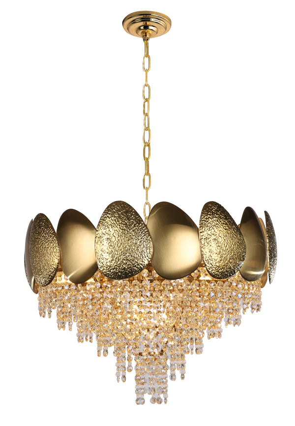 "Jero" 10-Light Gold Champagne Crystal Chandelier