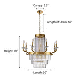 "Killian" 13-Light Brass with Clear Crystals Chandelier