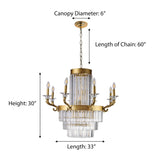 "Killian" 13-Light Brass with Clear Crystals Chandelier