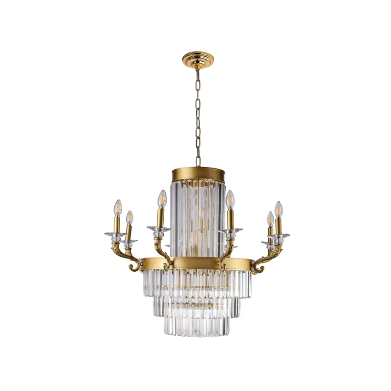 "Killian" 13-Light Brass with Clear Crystals Chandelier