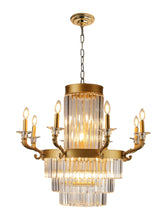 "Killian" 13-Light Brass with Clear Crystals Chandelier