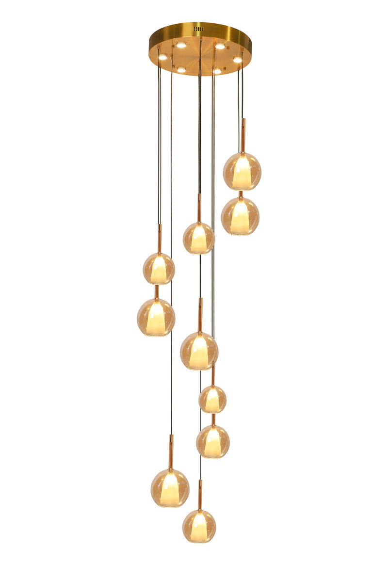 "Rano" Brass with Champagne Glass Pendant