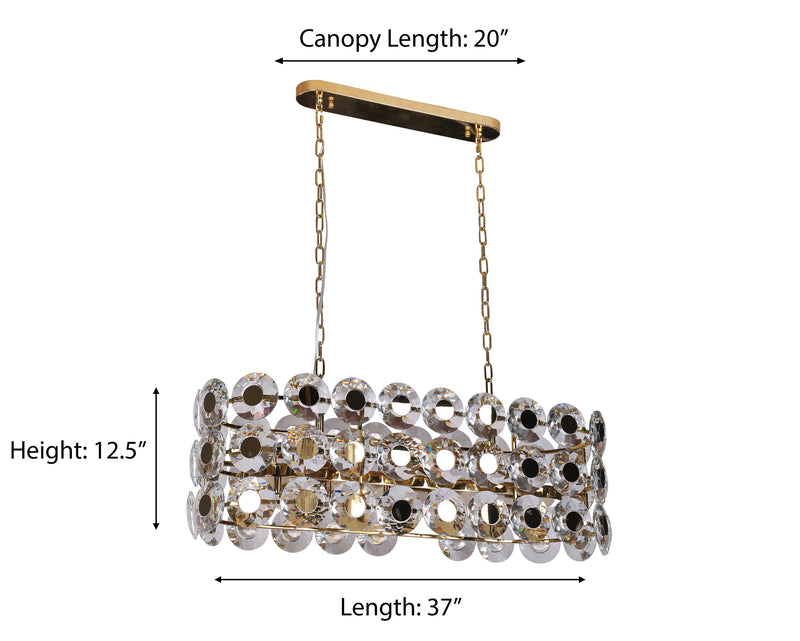 "Heyra" 12-Light Gold Clear Crystal Chandelier
