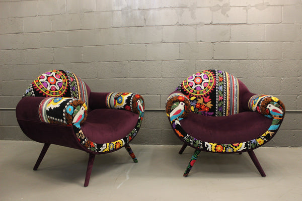 Silk Stitched Purple Single Seater Sofa - Neoluxe Lighting