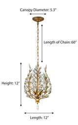 "Intuni" 4-Light Brass with Clear Crystals Chandelier