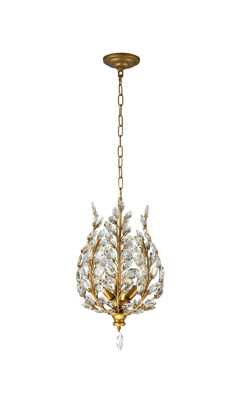 "Intuni" 4-Light Brass with Clear Crystals Chandelier