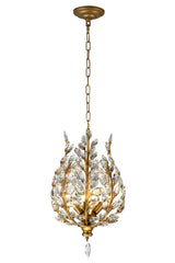 "Intuni" 4-Light Brass with Clear Crystals Chandelier