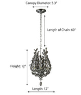 "Intuni" 4-Light Black Nickel with Smoked Crystals Chandelier