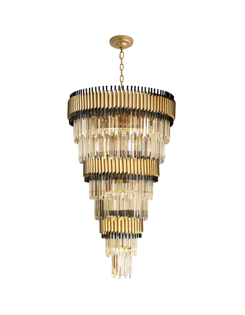 "Imber" 26-Light Brass handles with Black Accents and Clear Crystal Cone Chandelier ( C6 & C3 )