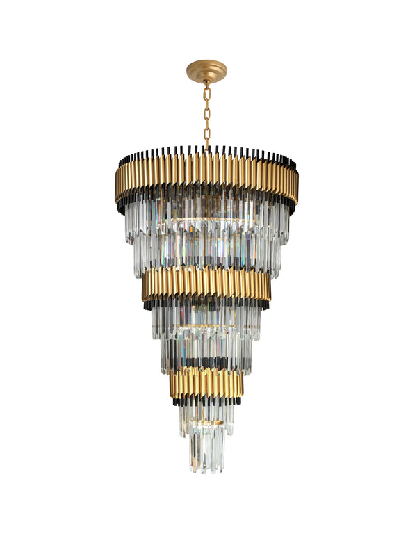 "Imber" 26-Light Brass handles with Black Accents and Clear Crystal Cone Chandelier ( C6 & C3 )