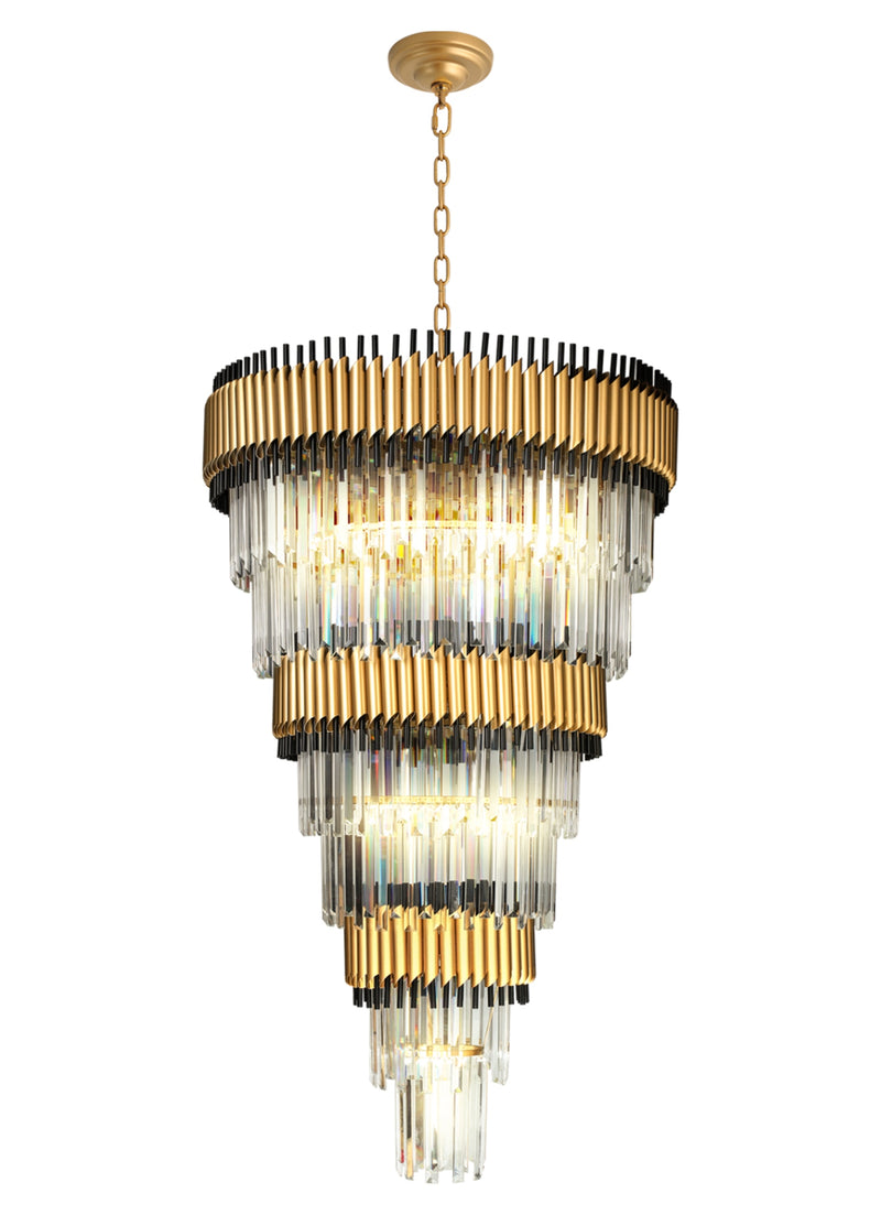 "Imber" 26-Light Brass handles with Black Accents and Clear Crystal Cone Chandelier ( C6 & C3 )