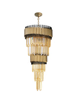 "Imber" 12-Light Brass handles with Black Accents and Clear Crystal Cone Chandelier  ( C6 )