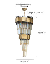 "Imber" 12-Light Brass handles with Black Accents and Clear Crystal Cone Chandelier  ( C6 )