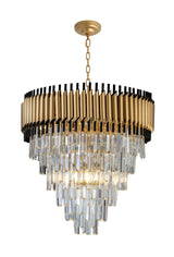 "Imber" 11-Light Brass handles with Black Accents and Clear Crystal Chandelier