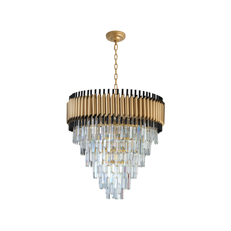 "Imber" 11-Light Brass handles with Black Accents and Clear Crystal Chandelier