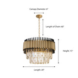 "Imber" 8-Light Brass handles with Black Accents and Clear Crystal Chandelier