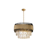 "Imber" 8-Light Brass handles with Black Accents and Clear Crystal Chandelier