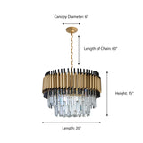 "Imber" 8-Light Brass handles with Black Accents and Clear Crystal Chandelier