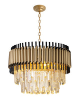 "Imber" 8-Light Brass handles with Black Accents and Clear Crystal Chandelier