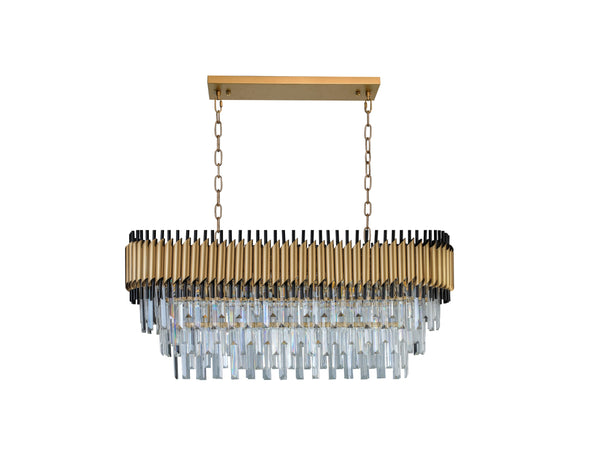 "Imber" 12-Light Brass handles with Black Accents and Clear Crystal Chandelier  ( C6 )