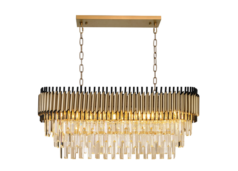 "Imber" 12-Light Brass handles with Black Accents and Clear Crystal Chandelier  ( C6 )