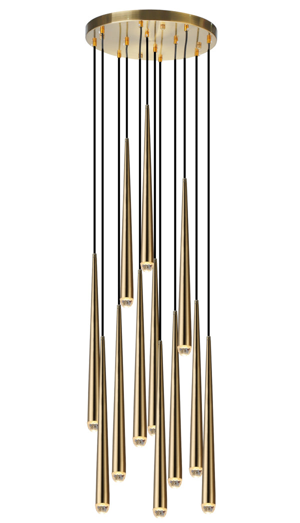 "Ren" LED Brass with Crystal Ends Pendant
