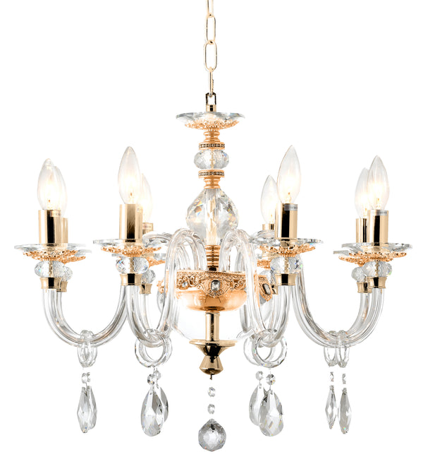 "Cotern" 8-Light Gold Clear Crystal Chandelier