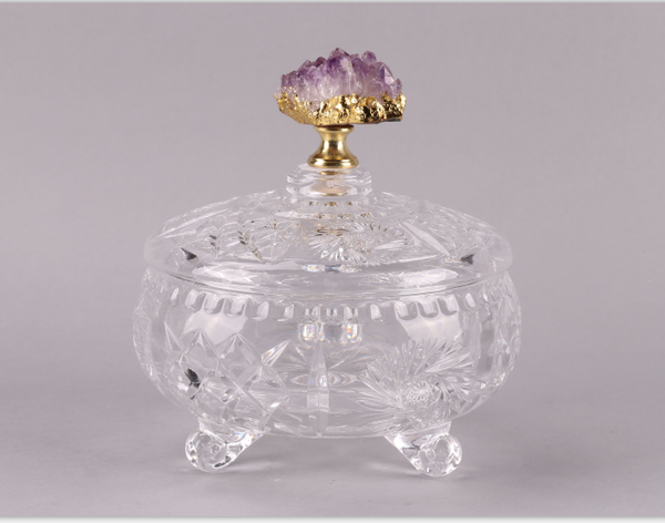 Glass Candy Jar with a Bronze Crystal Rock - Neoluxe Lighting