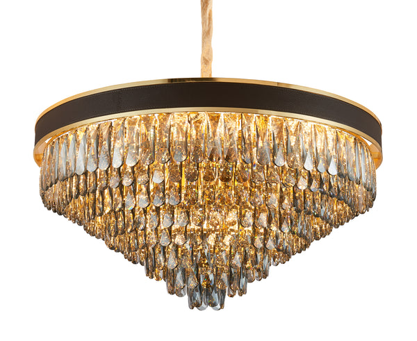 "Katno" Round Crystal Chandelier with Smoked Crystals